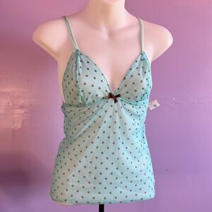 Satori Lingerie Set Women’s Large Polka Dot Camisole & Thong Blue/Black